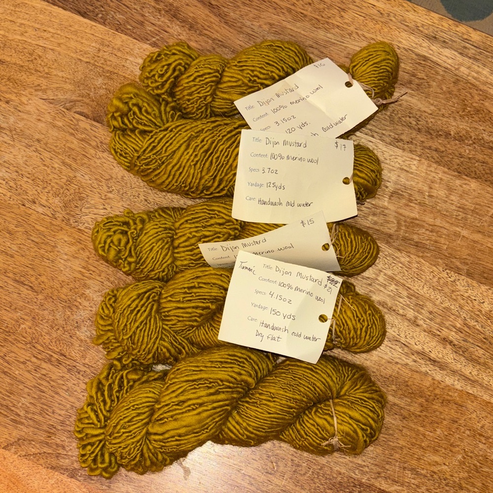 Handspun Yarn Skeins in Dijon Mustard